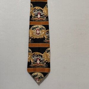 Tabasco Silk Tie in Black and Gold Pattern